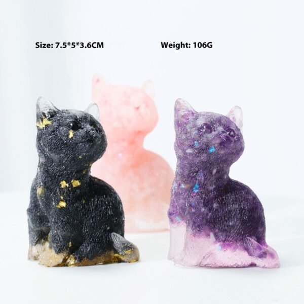 Natural Crystal Gravel Epoxy Cute Cat Lucky Kitten Animal Doll Ornaments - Image 2